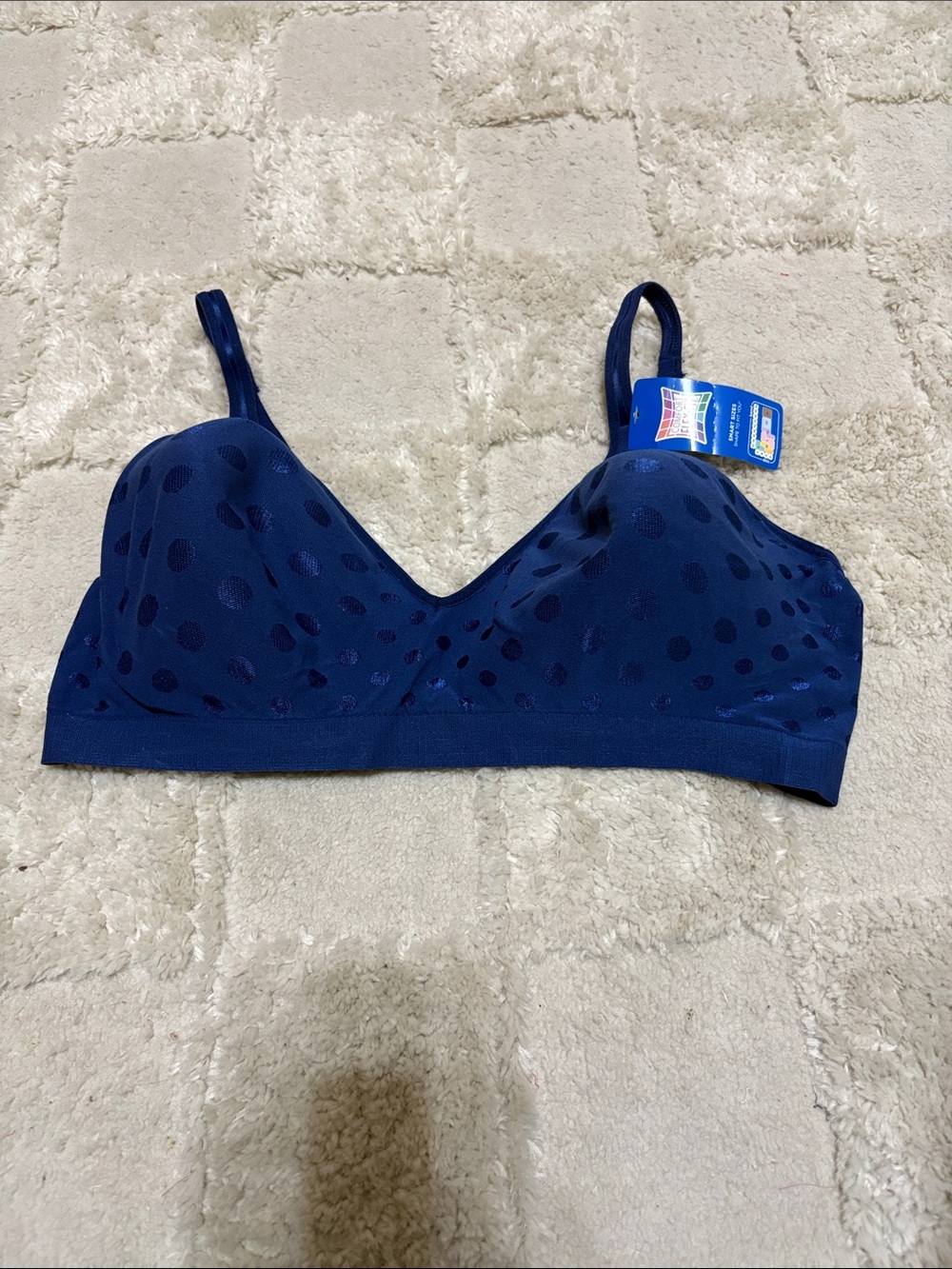 Hanes Navy Blue Polka Dot Wireless Bralette